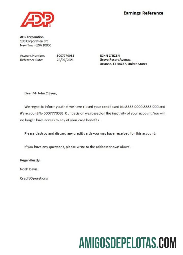 Referência de fechamento ADP dos EUA exemplo